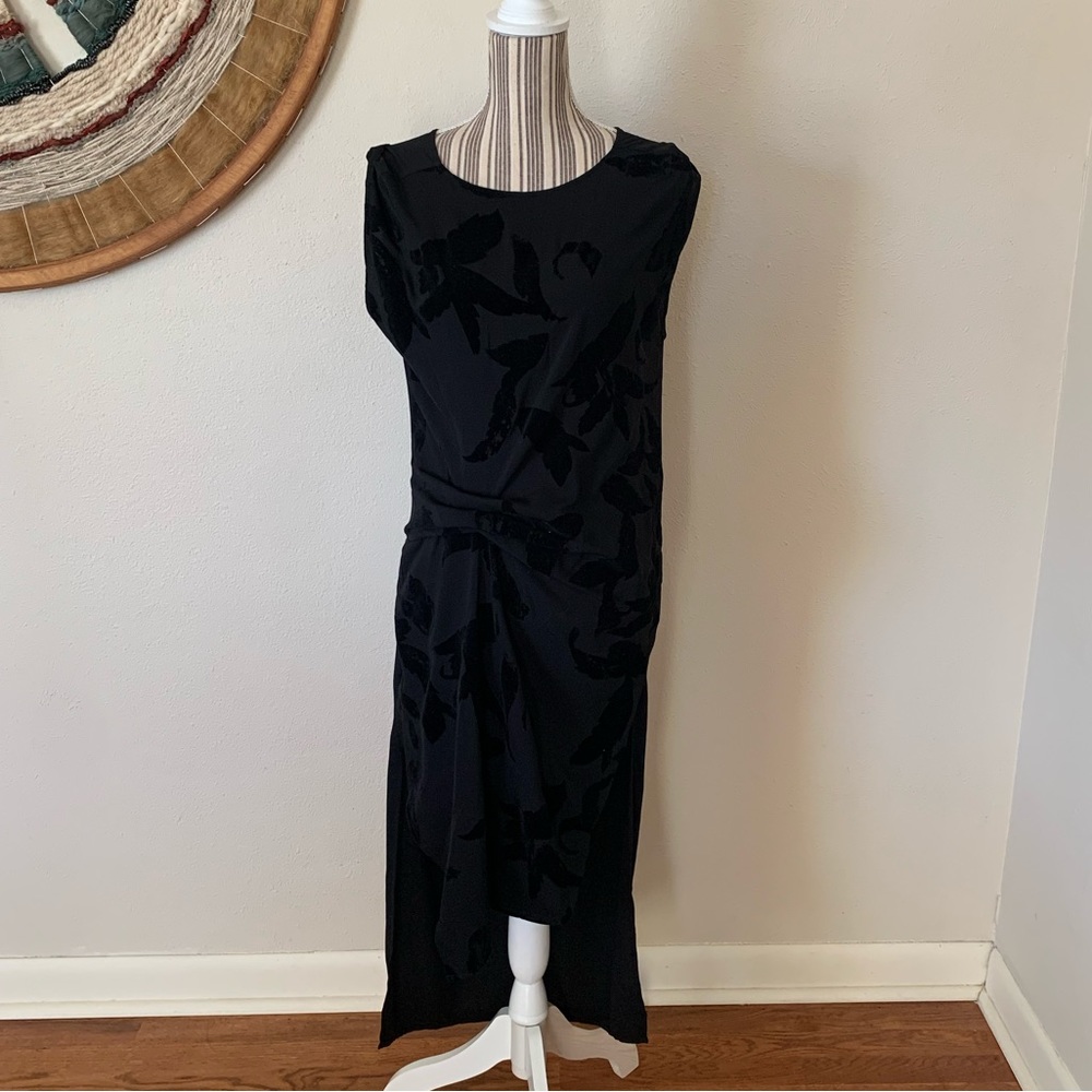 All Saints Black Dress Velvet Flowers Women’s Size 2 - Picture 4 of 11